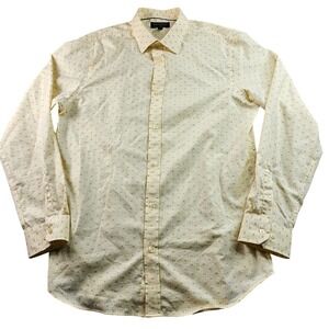 Banana Republic Dress Shirt Men's L Yellow Non-Iron Tailored Slim Fit Button-Up